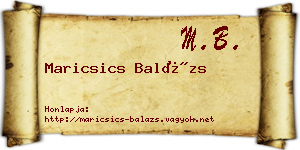 Maricsics Balázs névjegykártya